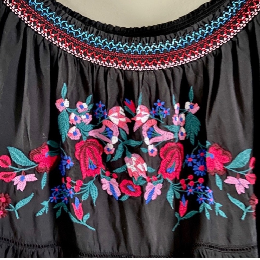 FREE PEOPLE | Sunbeams Black Off-Shoulder Tiered Minidress  NWT - Picture 4 of 12